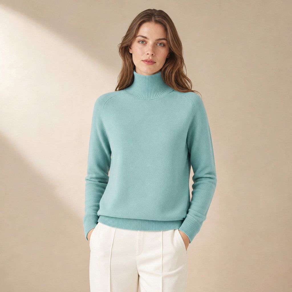 Dorka | Sweter golf z wełny merino i kaszmiru w kolorze Miętowy – Sesja premium